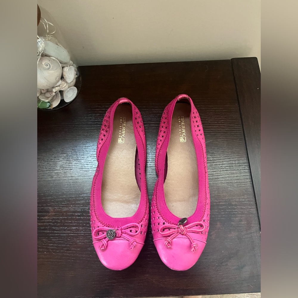 Sperry Top Sliders Pink Leather Ballet Flats size 8M